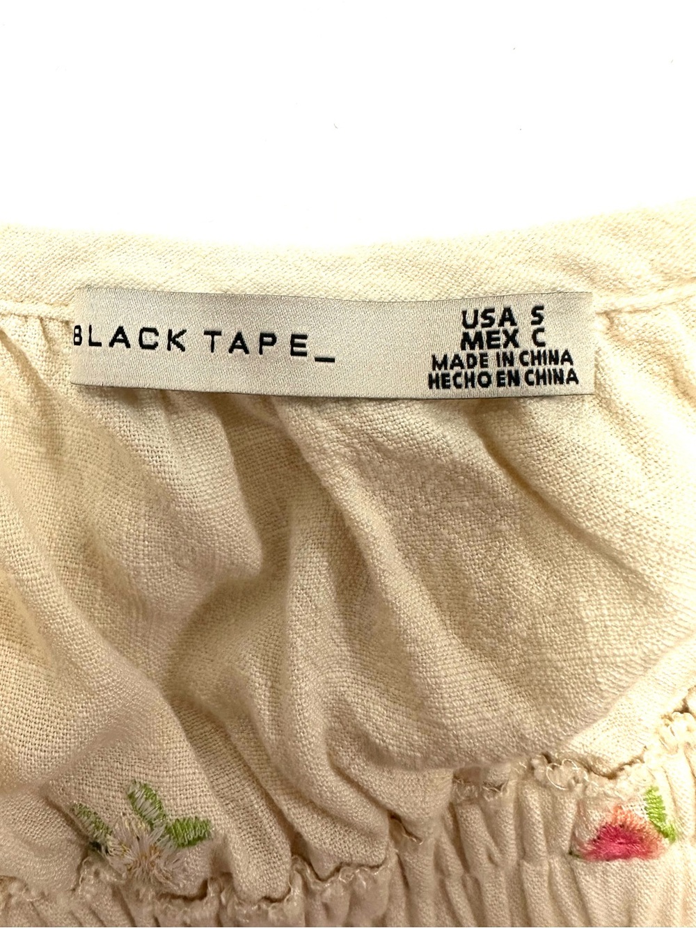 Cream Floral Midi Sundress Button Front Black Tape Dex Small Summer embroidered - Picture 8 of 10